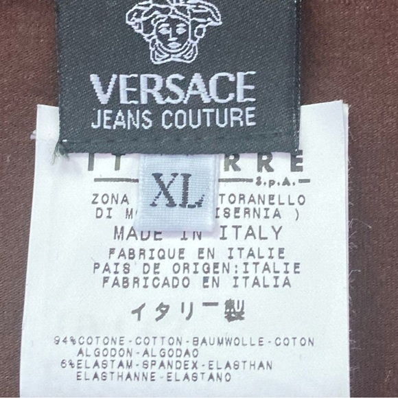 Versace Jeans Couture Velvet Burnout Detailed Long Sleeve Shirt Brown Blue Men’s - Picture 8 of 9